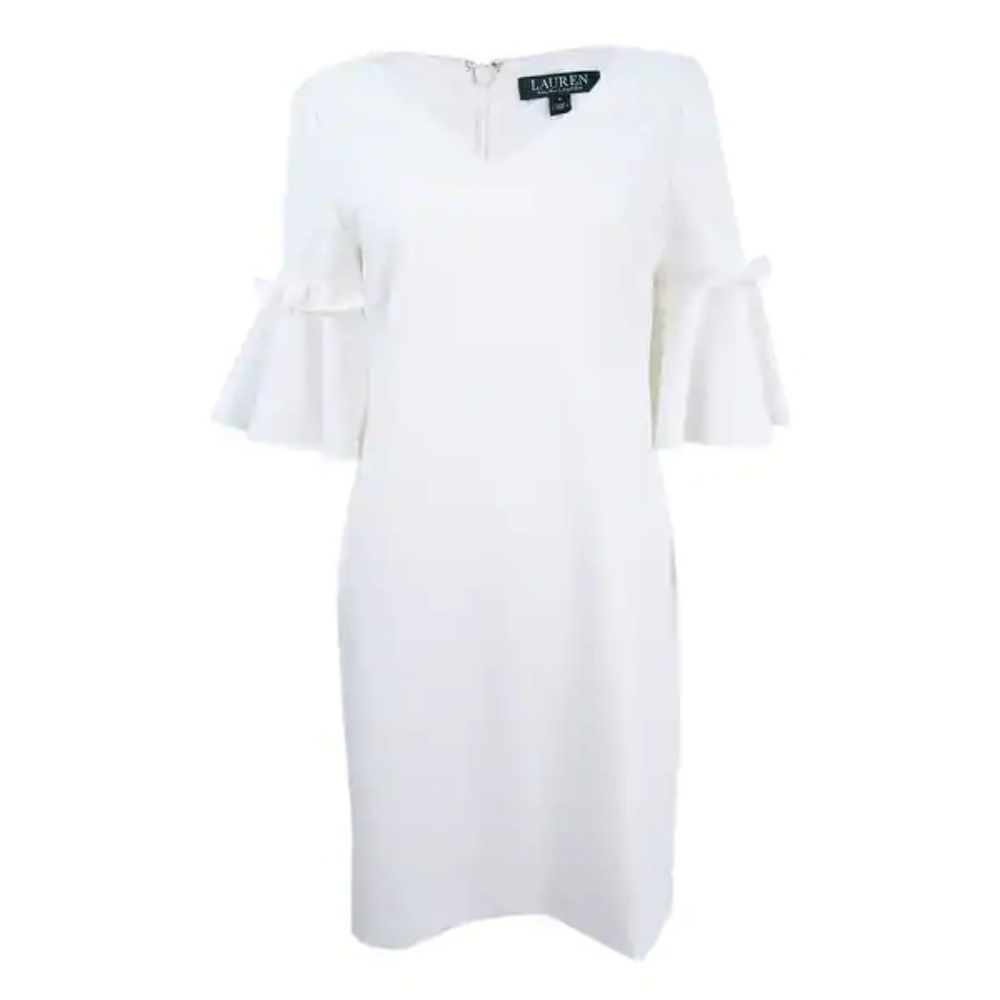 Cream Ralph Lauren ruffle sleeve dress NWT